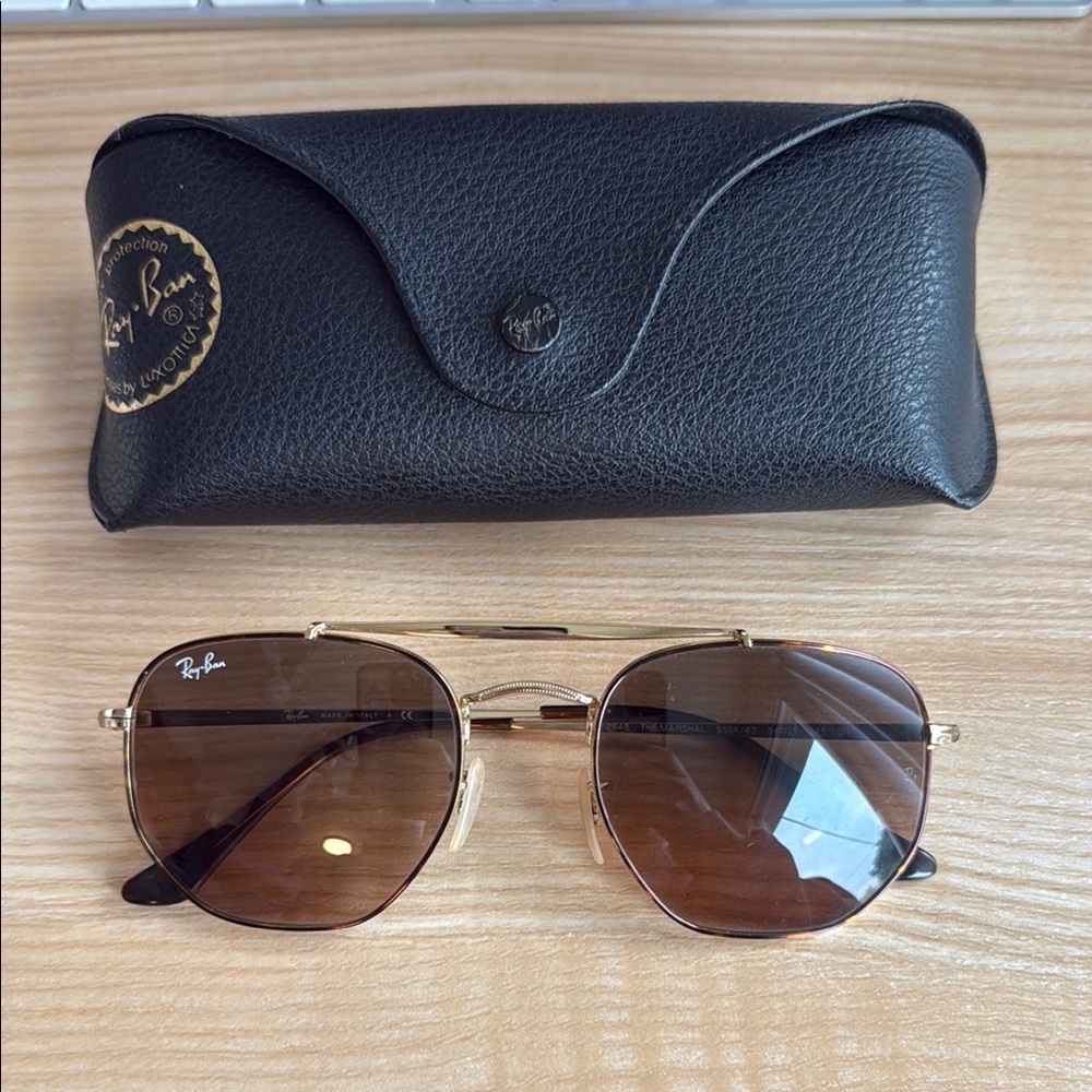 Ray-Ban Marshall Gold and Brown Sunglasses